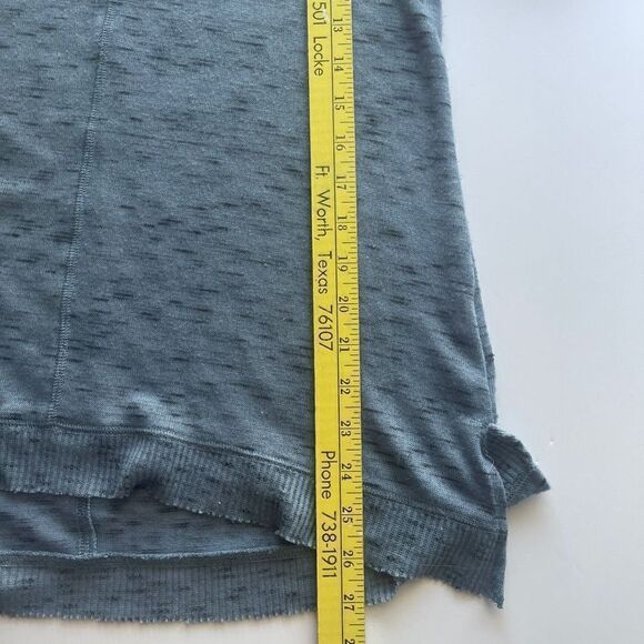 Ultra Flirt Blue Long Sleeve Knit Top with Snaps and Tie Neckline, MD - Picture 6 of 8